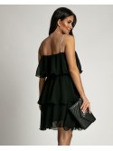 Summer dress with ruffles, black, AZR5062